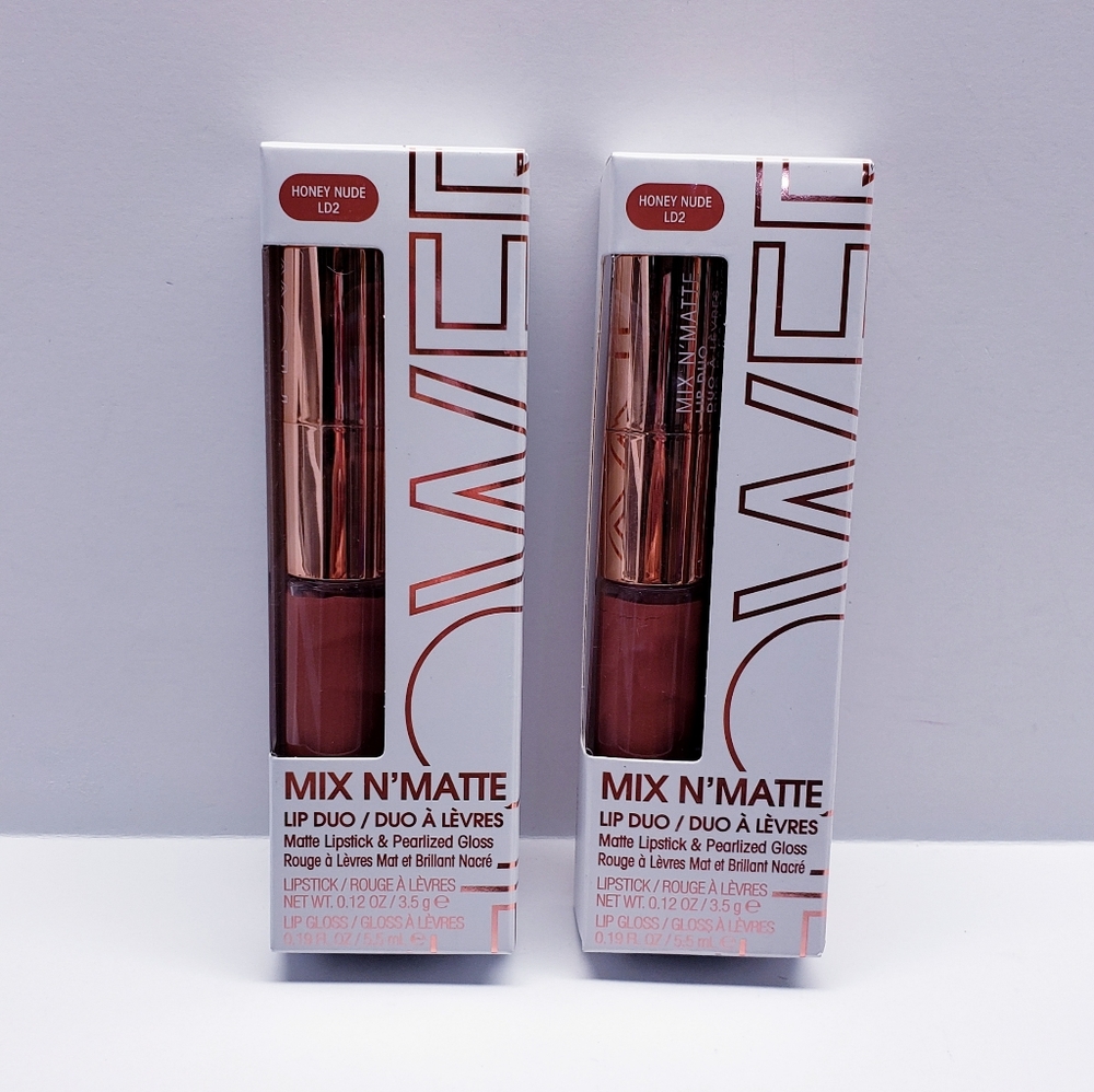 Flower Beauty Mix N’ Matte Lip Duo/Full Coverage Matte, HONEY NUDE LD2 (2 pack)